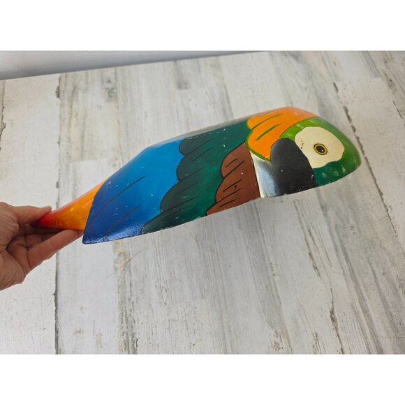 Wooden macaw parrot bowl serving decor tropical bird unique colorful rainbow - Picture 7 of 7